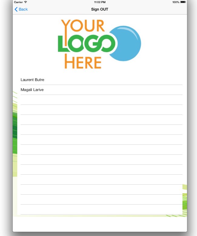 Visitor Log Book Sign out screen
